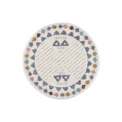 Dywan okrągły z efektem high low boho ramka Focera 30340 Wielokolorowy 200x200