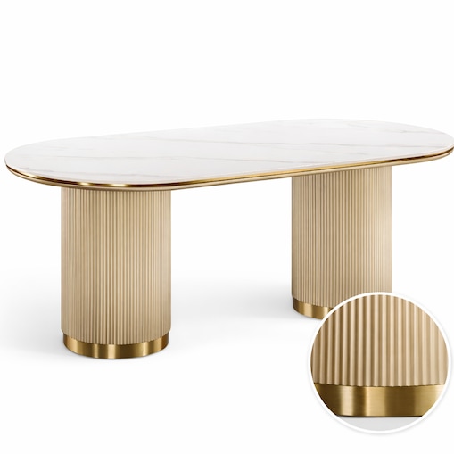 Stół glamour złoty owalny Luna Gold 180×90x75