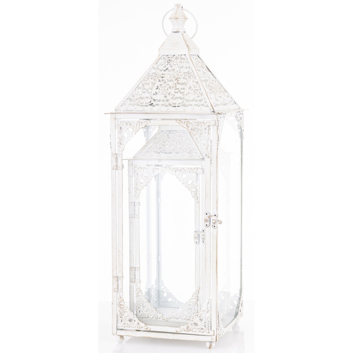 Komplet 2 lampionów metalowych białych BLANKU 48/64 x 17/22 cm