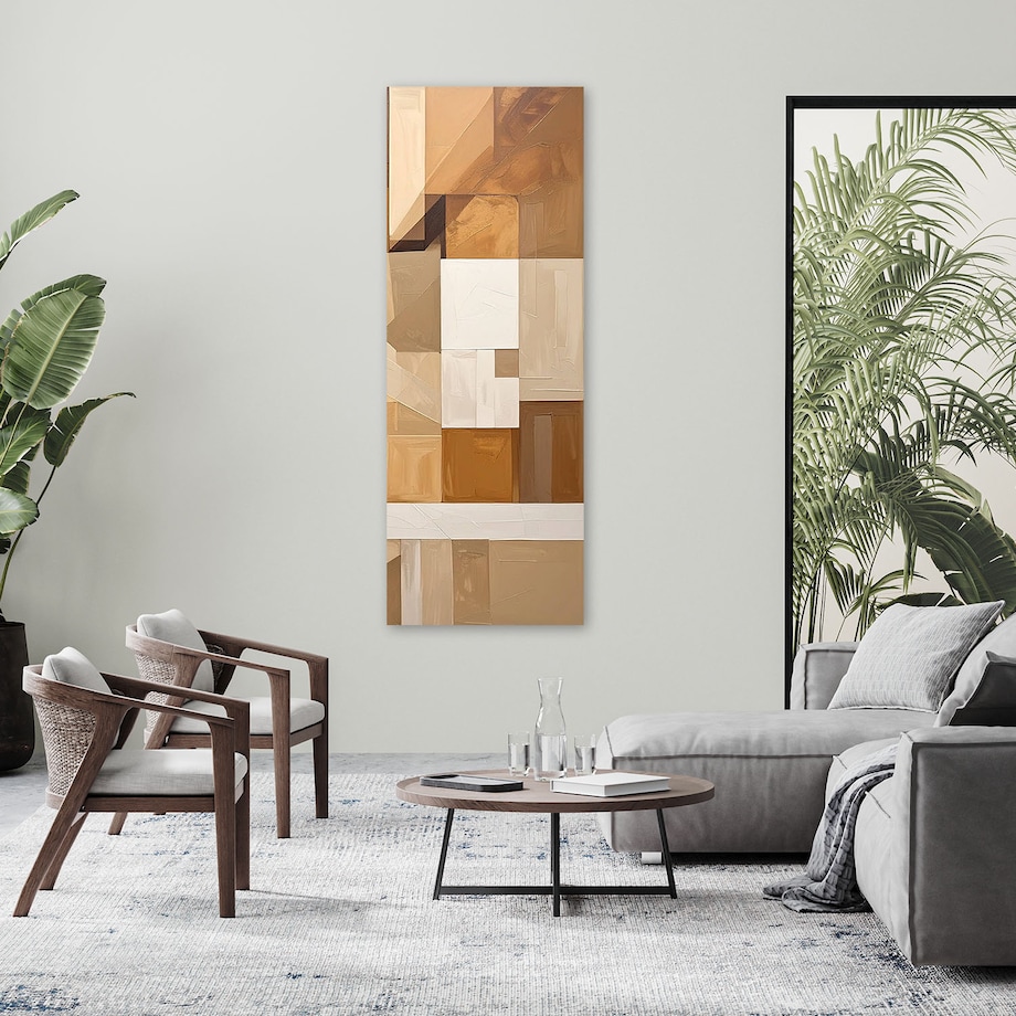 Obraz do salonu sypialni kuchni, Abstrakcyjne linie i kształty beżowy