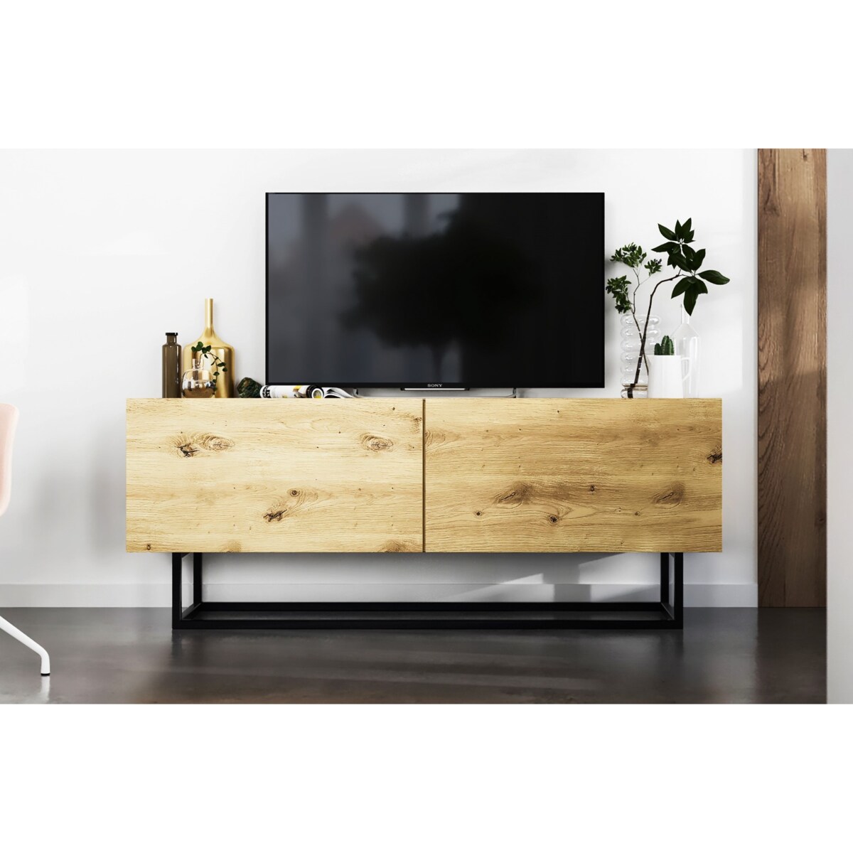 Szafka RTV Loft Industrialna Komoda RTV Dąb Artisan MAT 120 cm