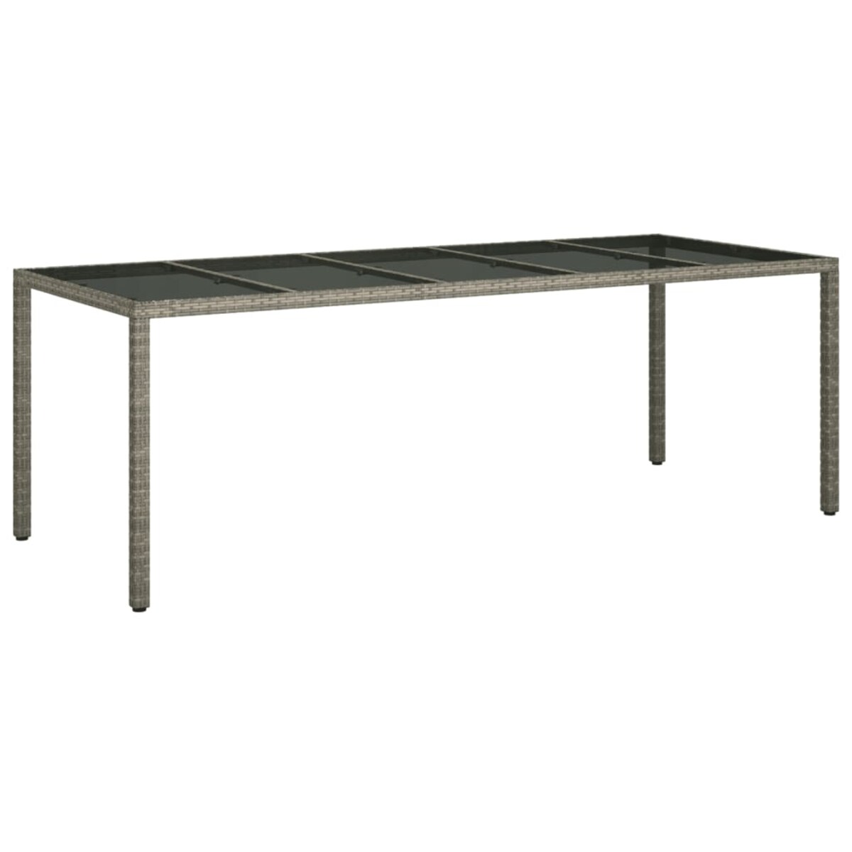 vidaXL Stół ogrodowy, szary, 250x100x75 cm, szkło i rattan PE