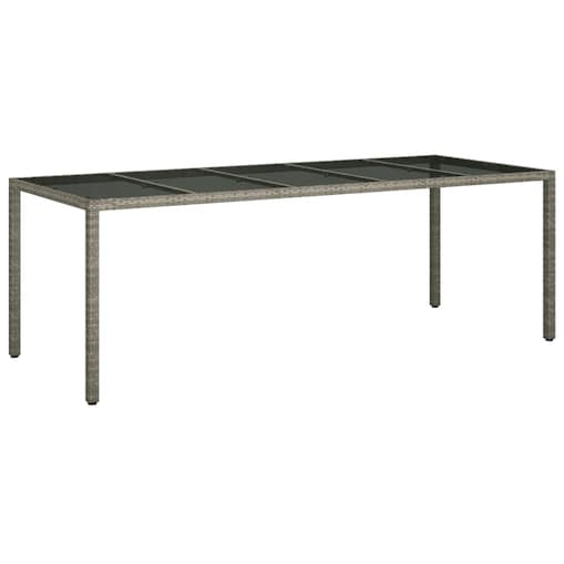 vidaXL Stół ogrodowy, szary, 250x100x75 cm, szkło i rattan PE