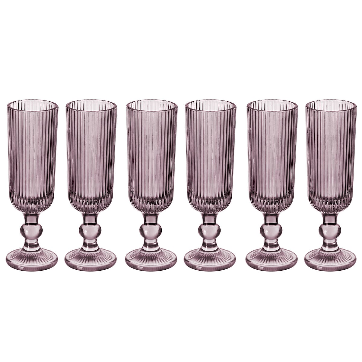 Kieliszki do szampana LINES z ryflowanego szkła, zestaw 6 sztuk, 160 ml