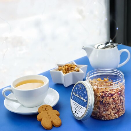 Świąteczna herbata owocowa "Płatki śniegu" - prezent upominek na mikołaja gwiazdkę święta dla faceta taty mamy męża chłopaka mężczyzny kobiety dziadka dziewczyny babci żony niej niego