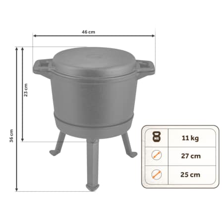 Kociołek żeliwny demontowany 8L Berdsen BD-480 garnek + patelnia grill + przepisy gratis
