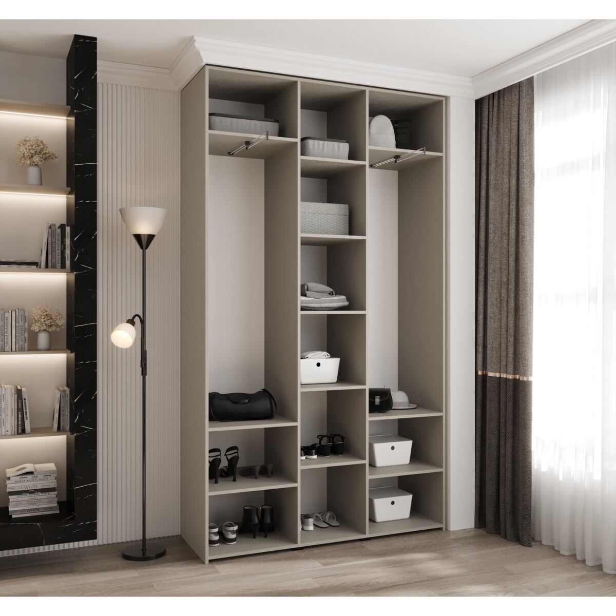 Szafa trzydrzwiowa Como 1 140 gł.40 kaszmir+czarny