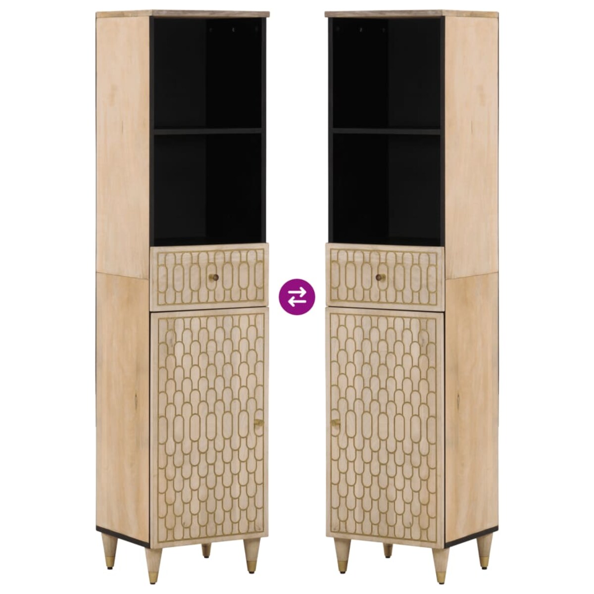 vidaXL Szafka łazienkowa, 38x33x160 cm, lite drewno mango