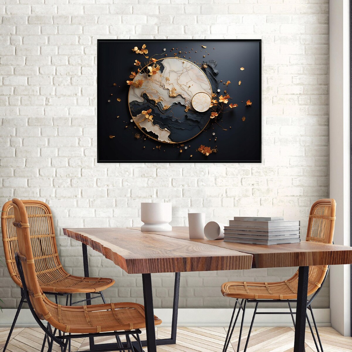 Obraz W Ramie Do Sypialni Salonu Na Płótnie Abstrakcja Nowoczesny Czarny 120x80