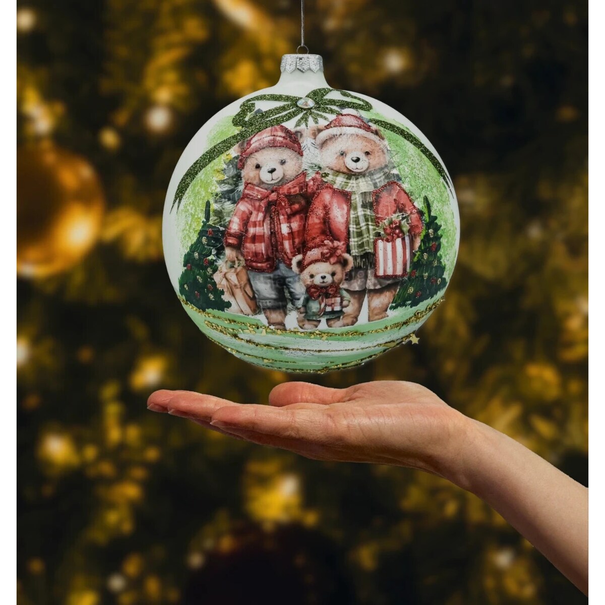 Bombka okrągła szklana: Rodzina Misiów