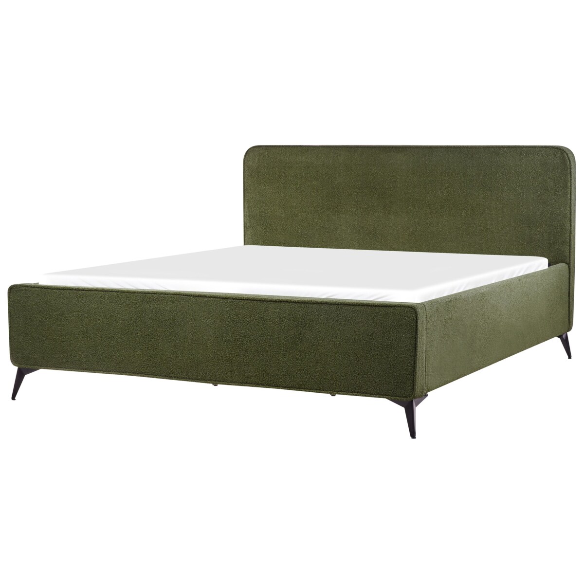 Łóżko Boucle VALOGNES 180 x 200 cm Ciemnozielony