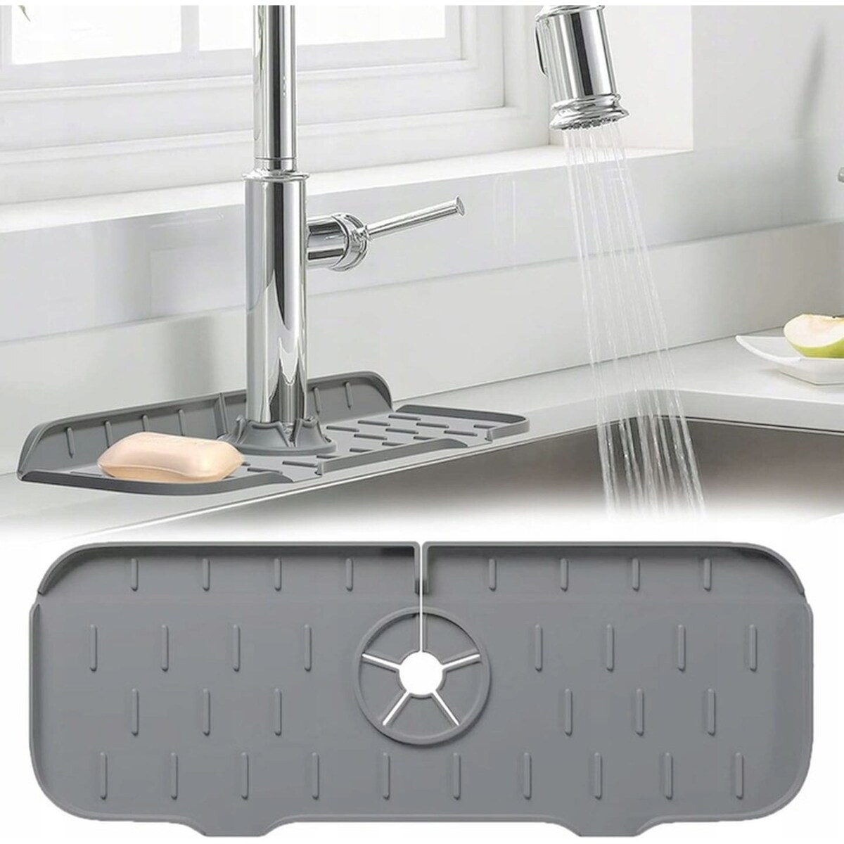 Uniwersalna mata ociekowa silikonowa do zlewu zlewozmywaka 36,5 x 14 cm BRUNBESTE BB-3247 szara