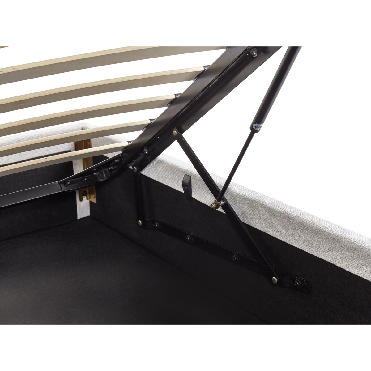 Łóżko z pojemnikiem tapicerowane 140 x 200 cm jasnoszare DINAN