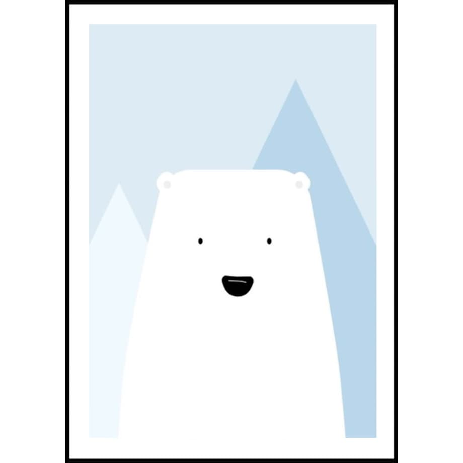 Poster Story, Plakat, Obraz - Biały Miś na Tle Gór, wymiary 42 x 60 cm