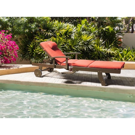 Leżak ogrodowy z poduszką AMANTEA PREMIUM Drewno akacjowe Czerwony