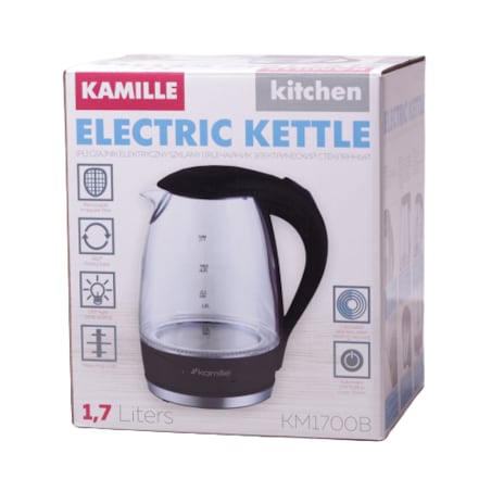 Szklany czajnik elektryczny z LED 1.7L KAMILLE