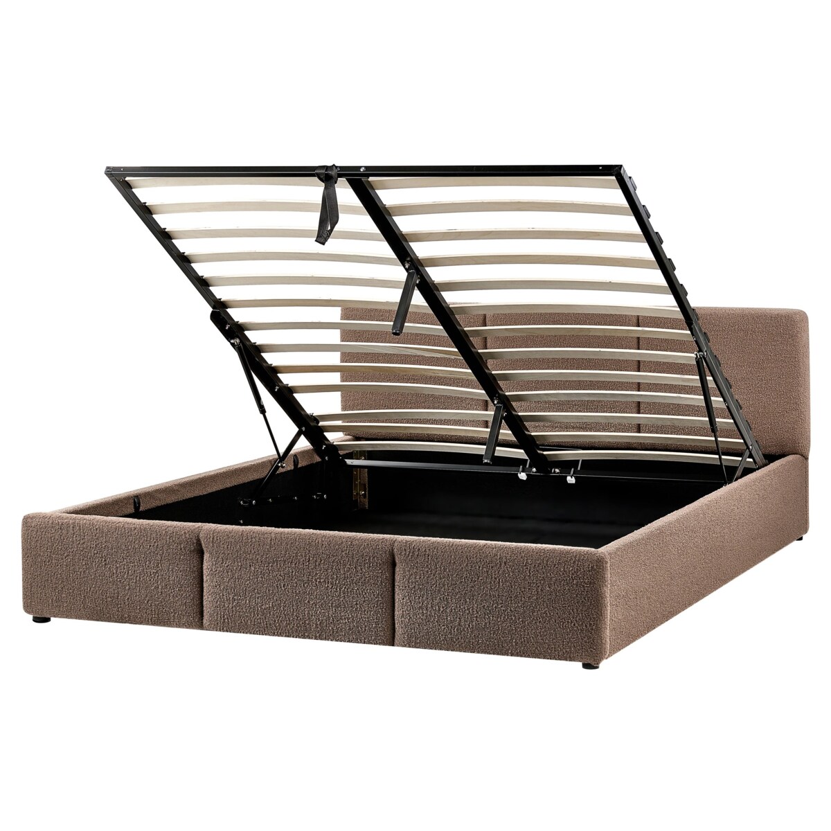 Łóżko z pojemnikiem Boucle BOUSSE 160 x 200 cm Beżowoszary