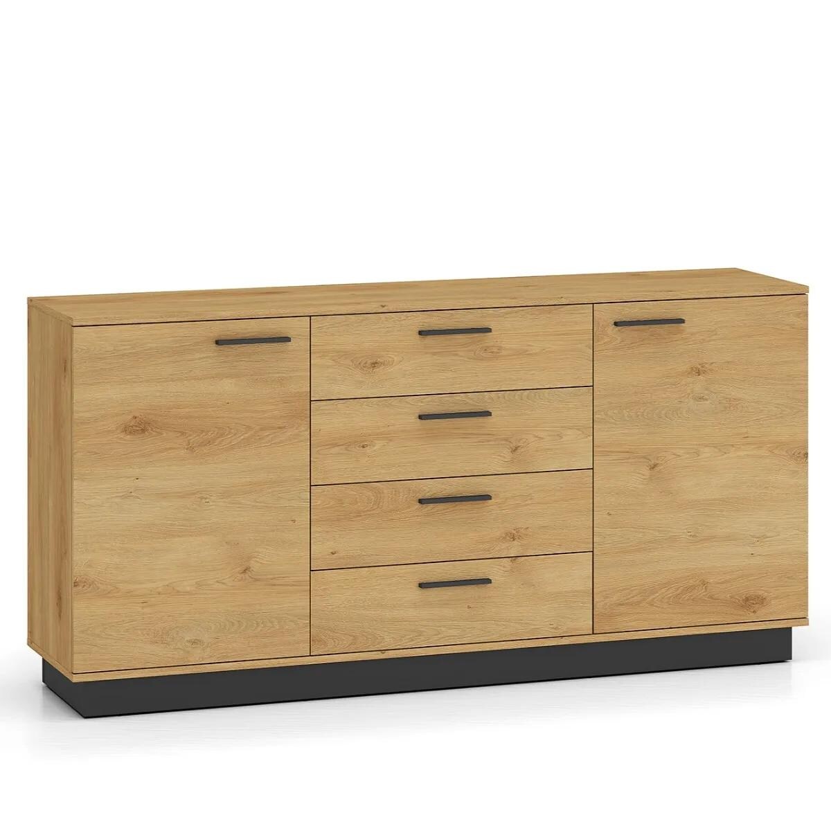 Komoda BRONX 2D4S 170cm dąb/czarna
