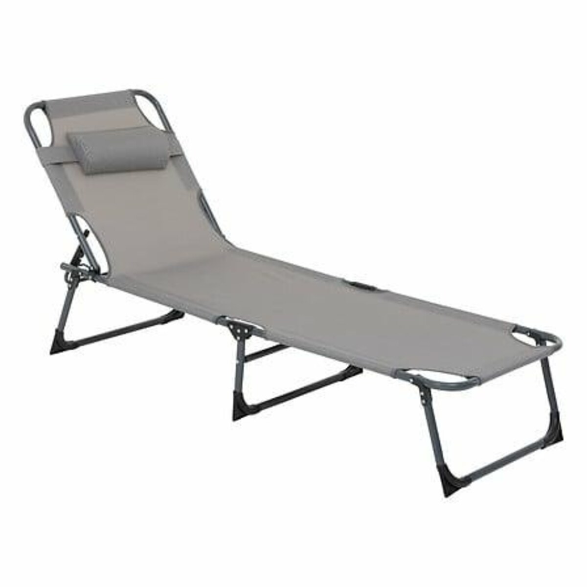 LEŻAK PLAŻOWY Asco szary Z PODUSZKĄ składany 3-stopniowy