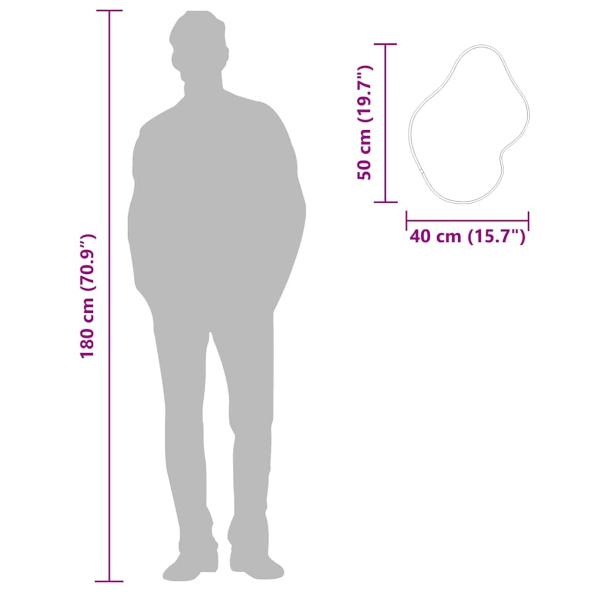 vidaXL Lustro ścienne, srebrne, 50x40 cm