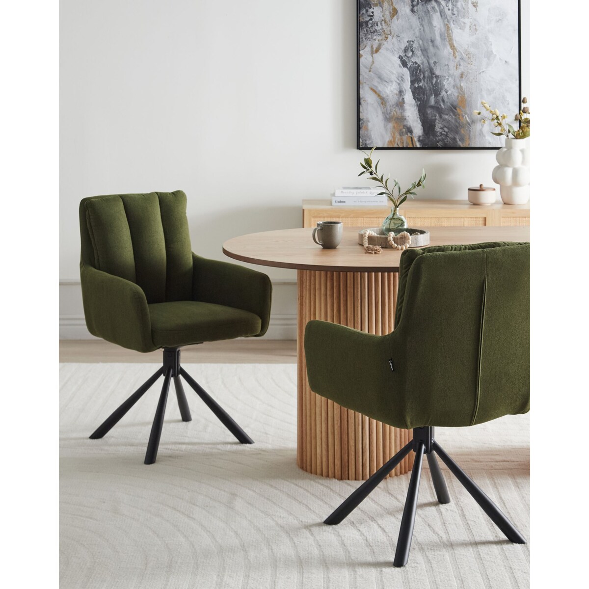 Zestaw 2 krzeseł do jadalni SARDOAL Tkanina Ciemnozielony