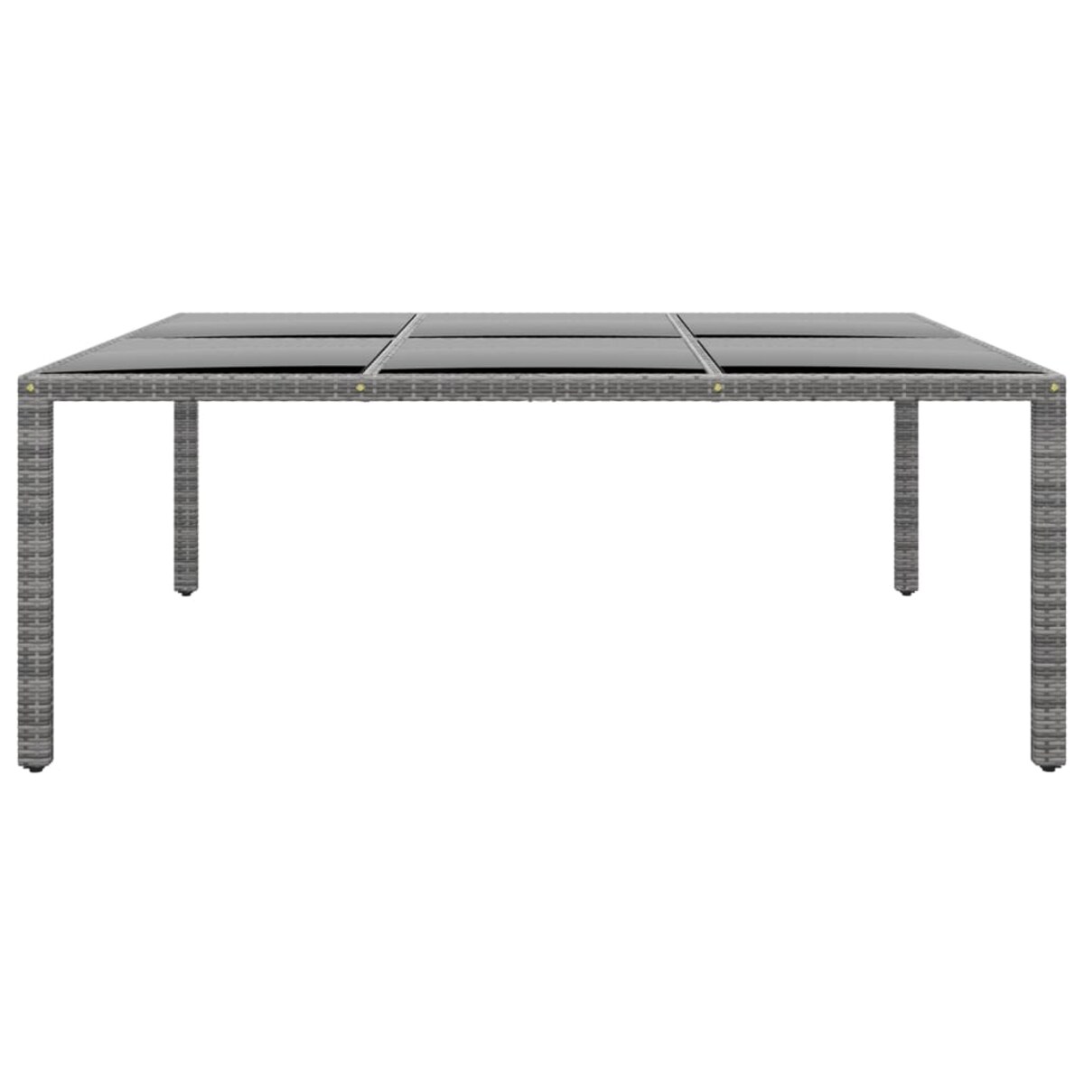 vidaXL Stół ogrodowy, 200x150x75 cm, szkło i rattan PE, szary