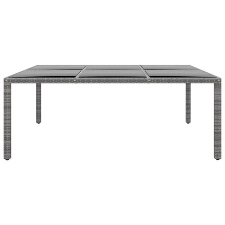 vidaXL Stół ogrodowy, 200x150x75 cm, szkło i rattan PE, szary