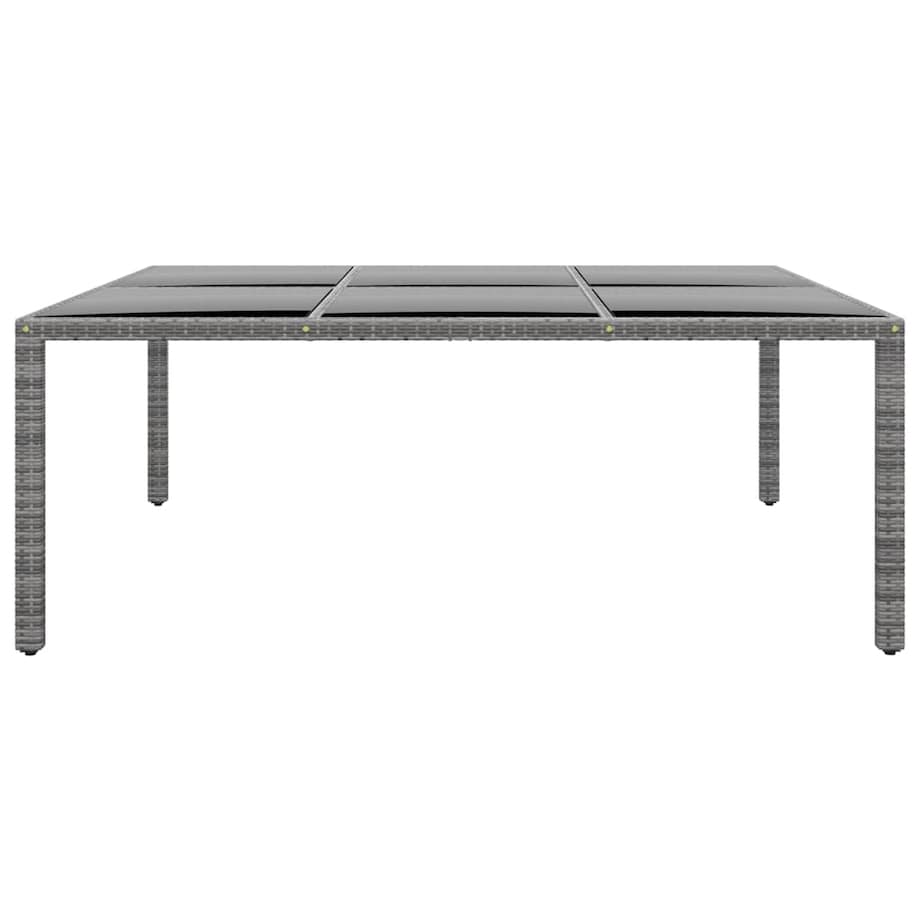 vidaXL Stół ogrodowy, 200x150x75 cm, szkło i rattan PE, szary