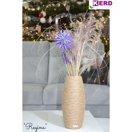 Wazon REGINA w stylu BOHO jutowy do suszonej trawy i kwiatów * pleciony sznurek jutowy naturalny do trawy pampasowej kompozycji h 31 cm styl skandynawski