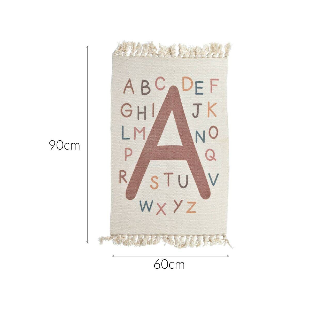 Dywan dziecięcy Literki, numerki, z frędzlami, 60 x 90 cm