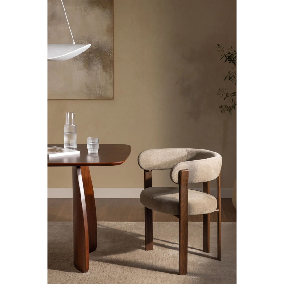 Krzesło z podłokietnikami tapicerowane Jolie, kawa z mlekiem