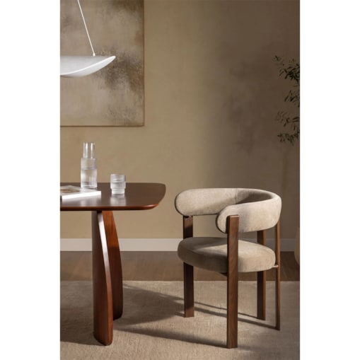 Krzesło z podłokietnikami tapicerowane Jolie, kawa z mlekiem