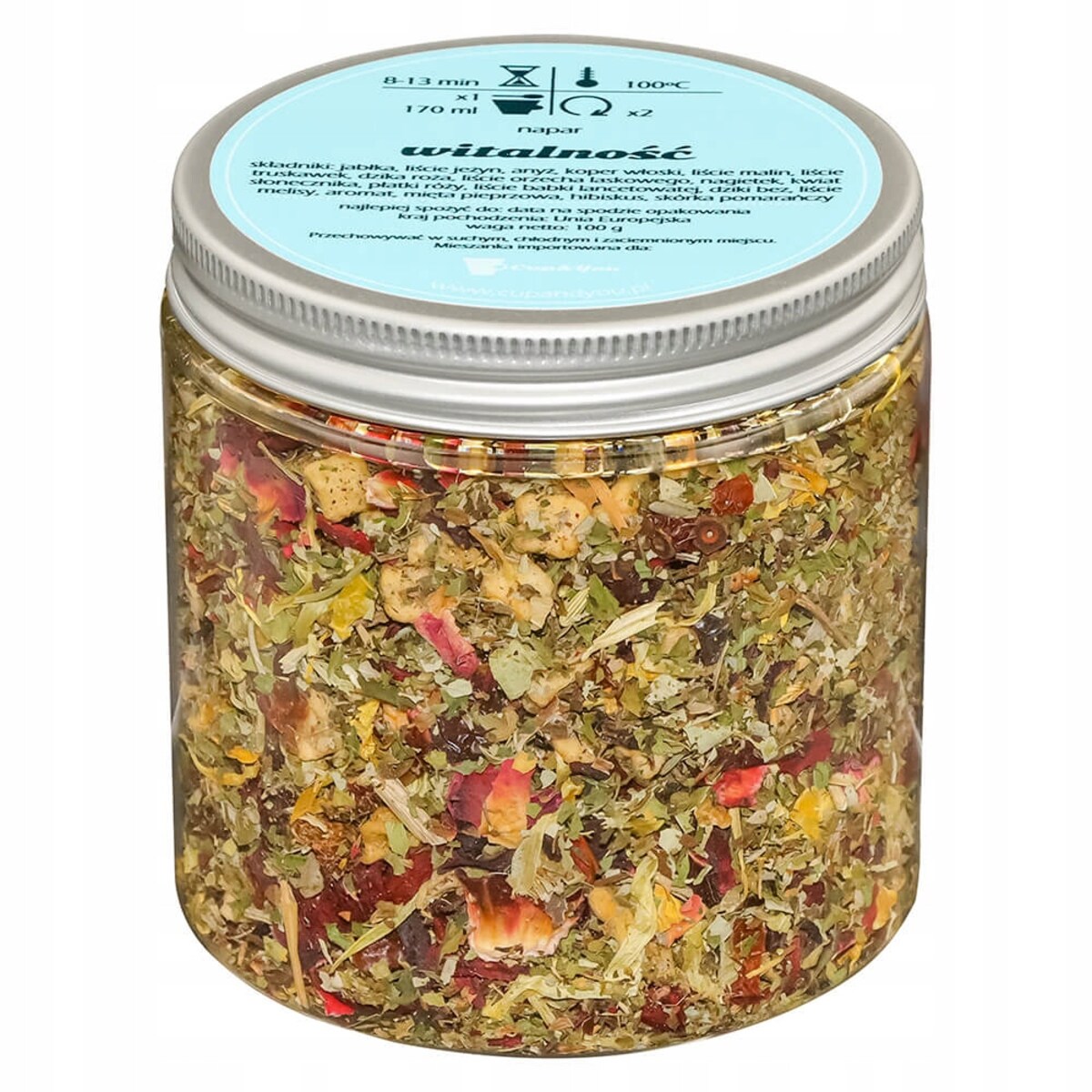 Herbata ziołowa WITALNOŚĆ o smaku czerwonych owoców z miętą PREMIUM Cup&You - herbata liściasta sypana mieszanka napar susz - gotowa na prezent upominek