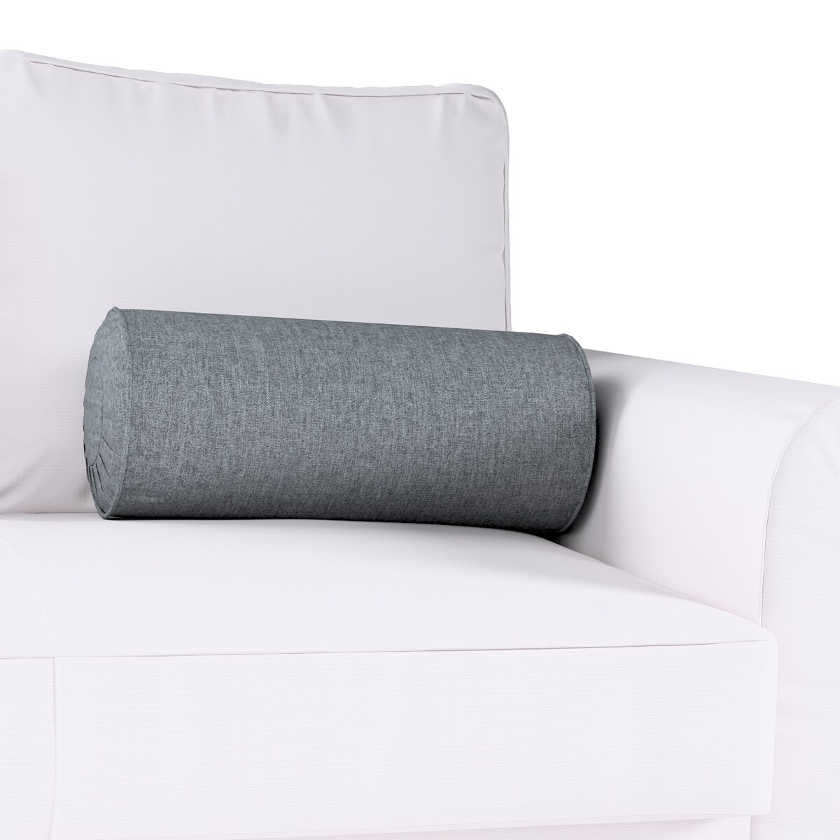 Poduszka wałek z zakładkami, grafitowo - szary szenil, Ø20 x 50 cm, City