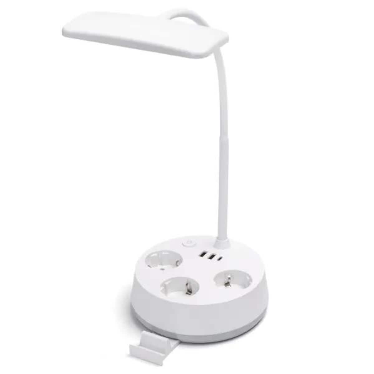 lampka biurkowa led z gniazdkami i portami usb – 4.6w | 450lm | biała