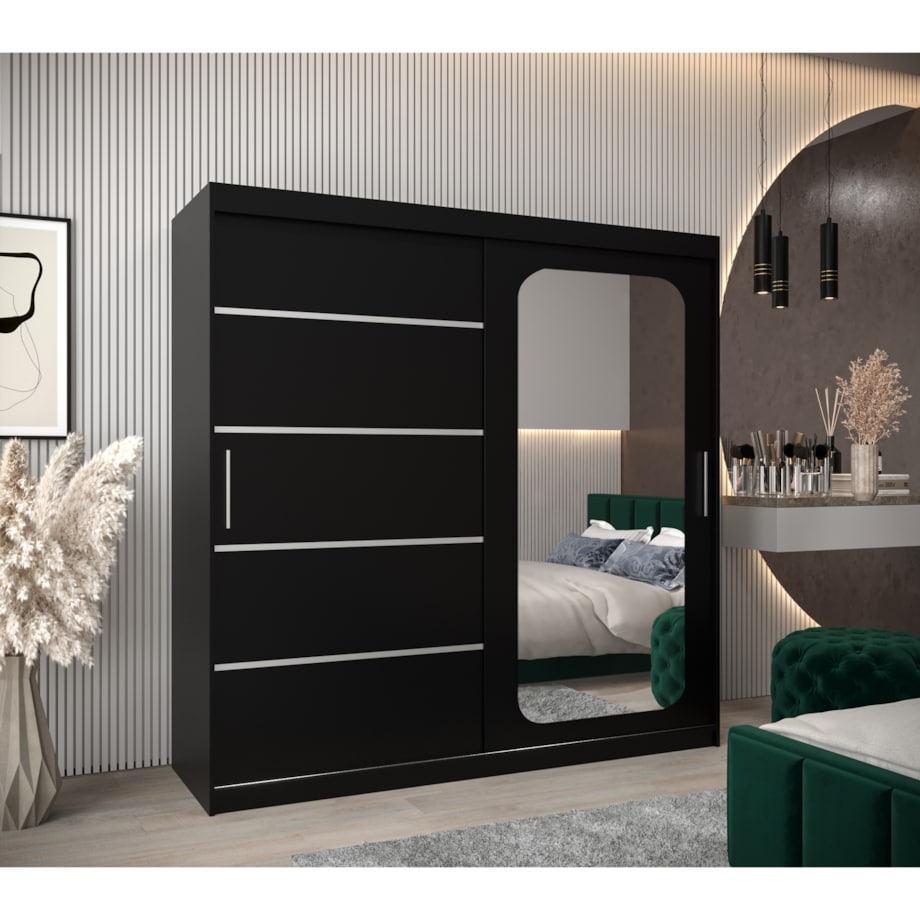 Szafa przesuwna Garderoba PROMO V2 200 czarny/czarny