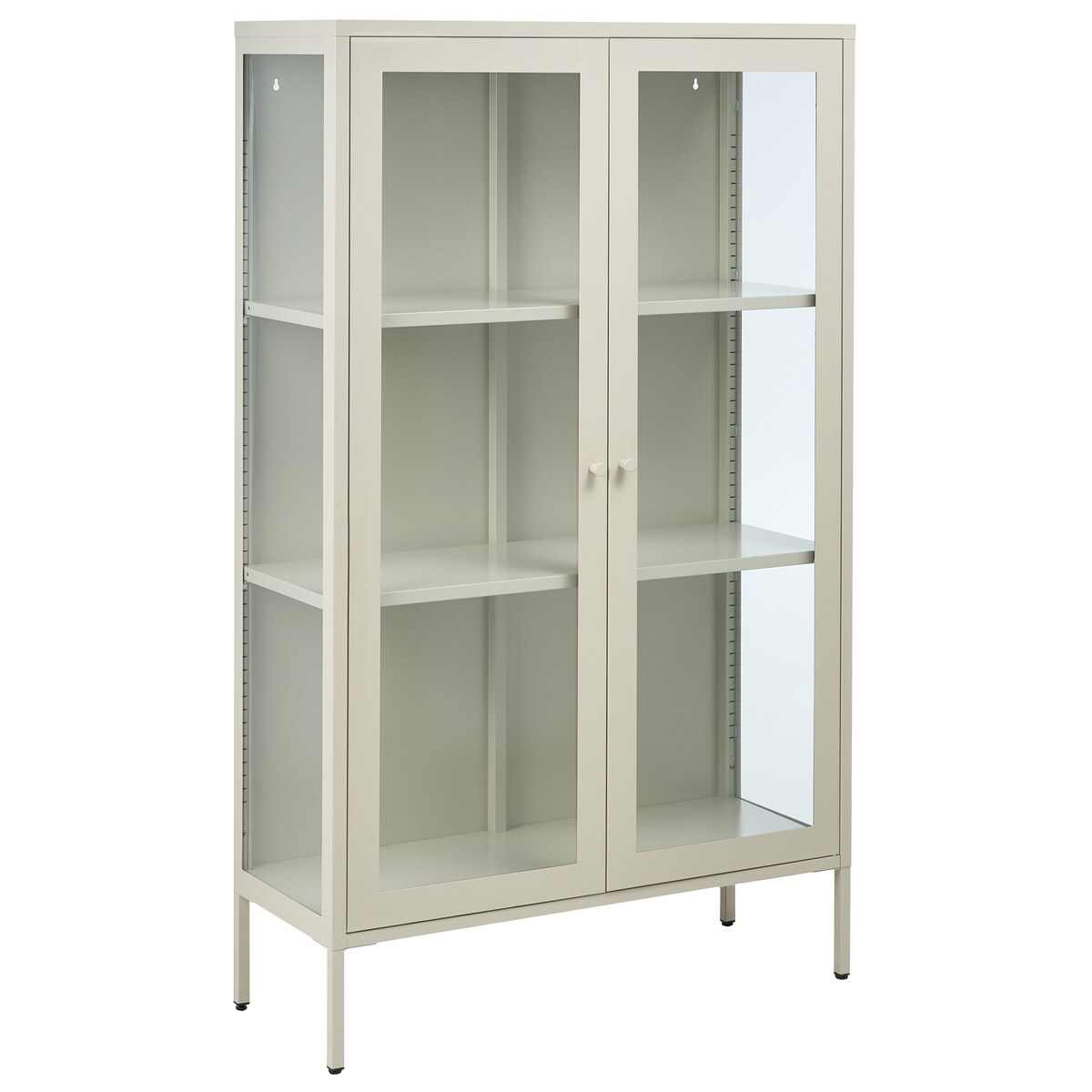 Witryna ze szklaną gablotą NASH 90 cm Metal Jasnobeżowy