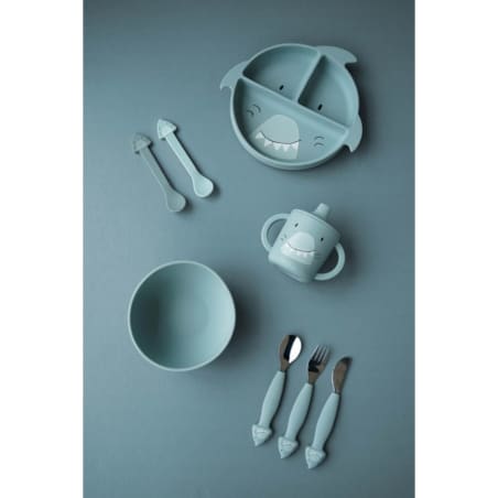 Silikonowy Zestaw Sztućców 3 szt. - Rekin Trixie Baby