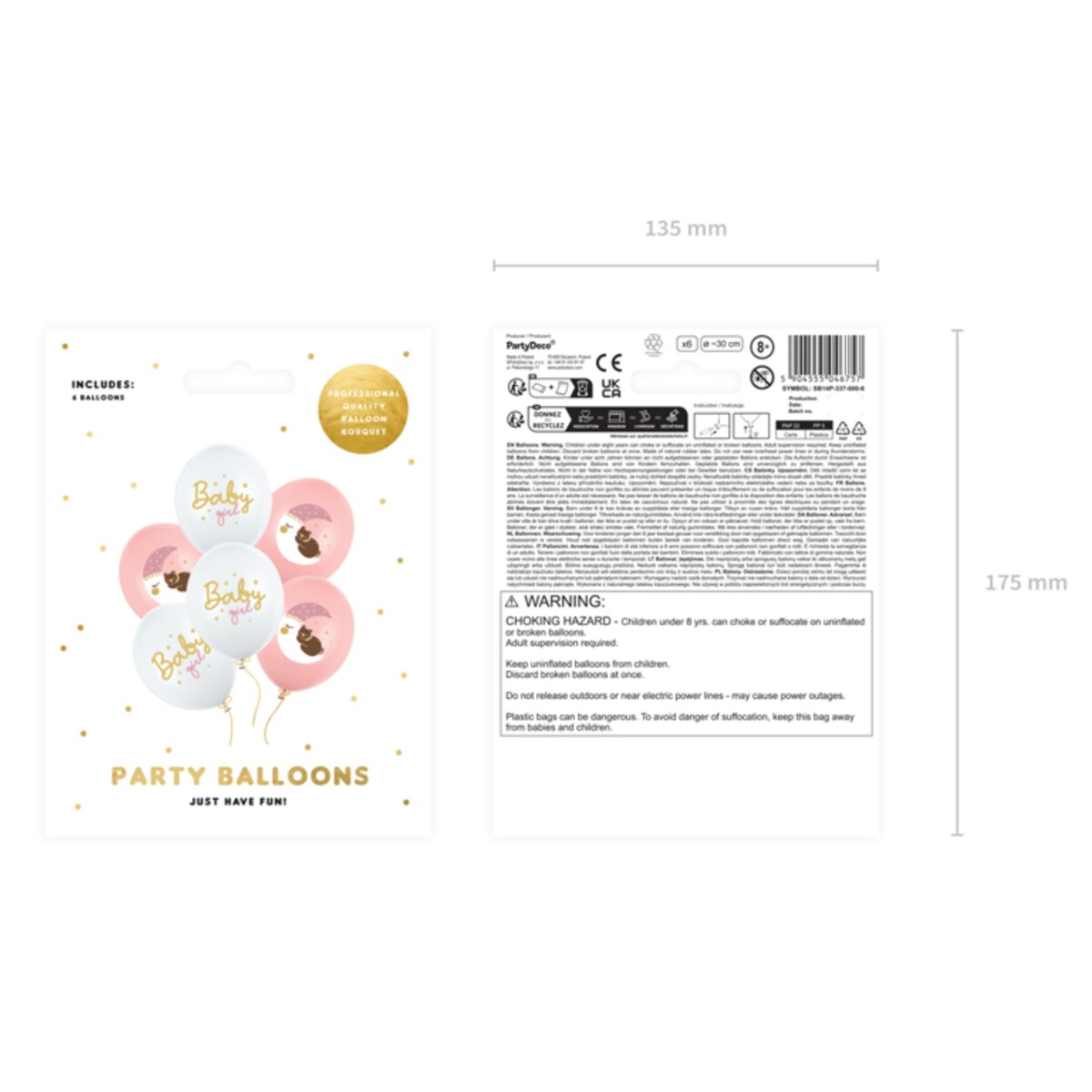 Balony 30 cm, Baby girl, mix