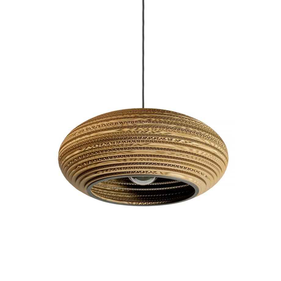Owalna ekologiczna lampa wisząca z tektury - STONE 45