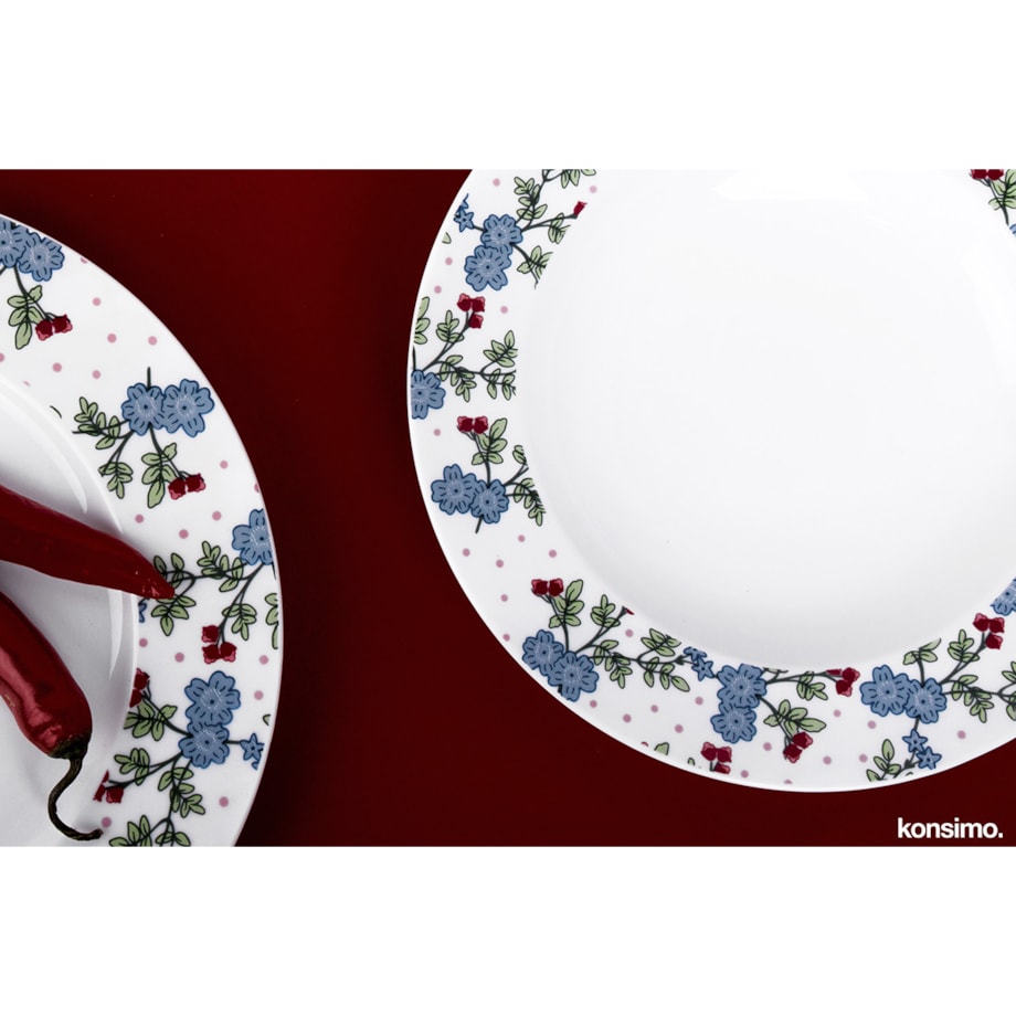 Konsimo IRIS Talerz obiadowy, biały/niebieski/zielony/różowy