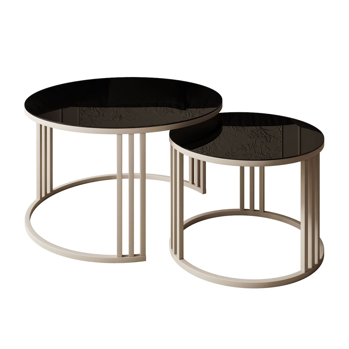 Stolik kawowy LORI 2w1 KASZMIR ze szklanym blatem, czarne szkło