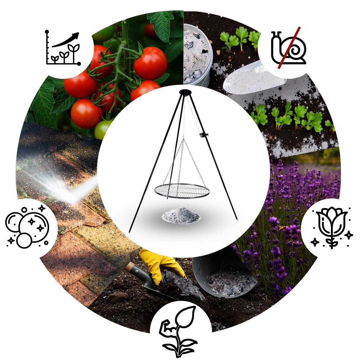 Palenisko ogrodowe grill na ognisko 80cm ruszt stalowy trójnóg Berdsen BD-884