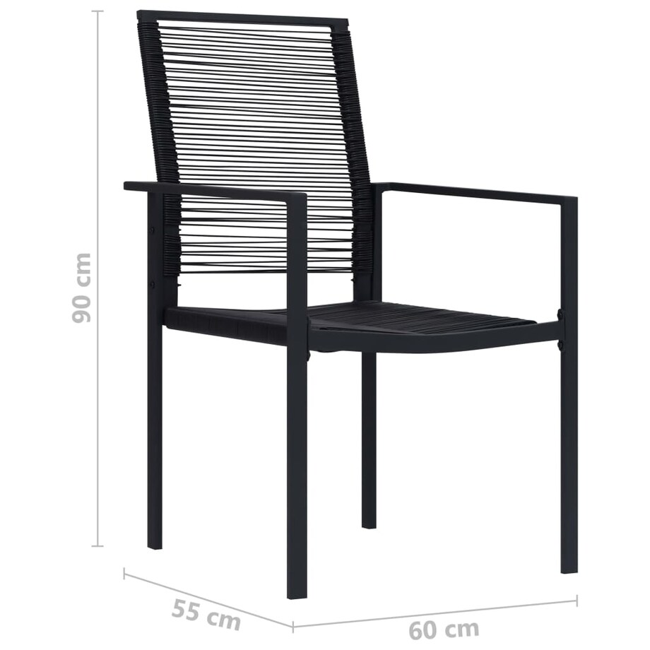 vidaXL Krzesła ogrodowe, 4 szt., rattan PVC, czarne