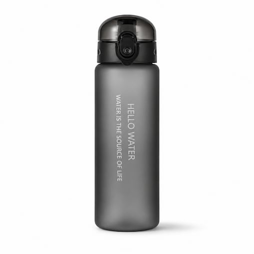 Butelka na wodę, sportowy bidon HELLO WATER 600ML czarny BD69