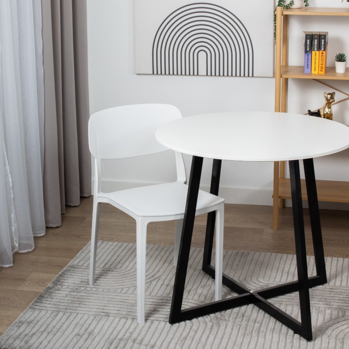 Krzesło plastikowe do salonu ogrodu nowoczesne białe oparcie