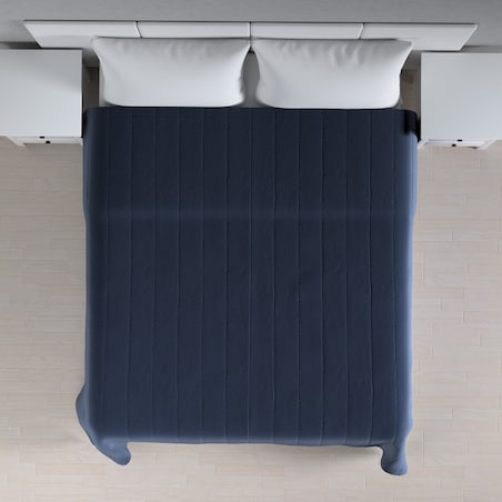 Narzuta pikowana w pasy 260x210 granatowy welwet