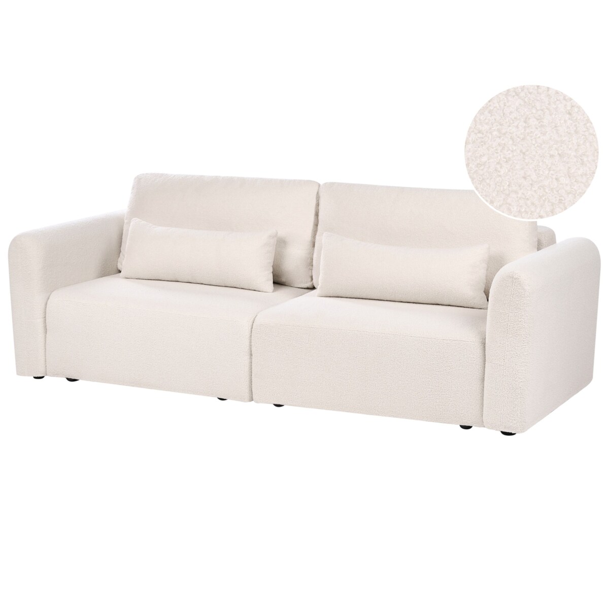 Sofa rozkładana dla 3 osób VAXHOLM Boucle Jasnobeżowy ze schowkiem