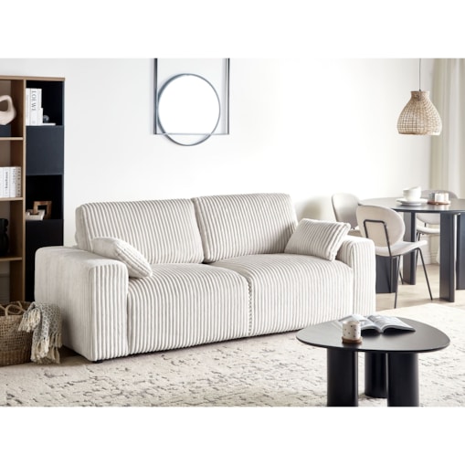 Sofa 3-osobowa sztruksowa złamana biel SANDORA