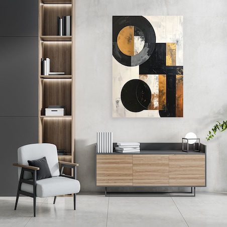 Obraz do salonu sypialni biura loftu, Abstrakcja kształty Geometryczne Złoty